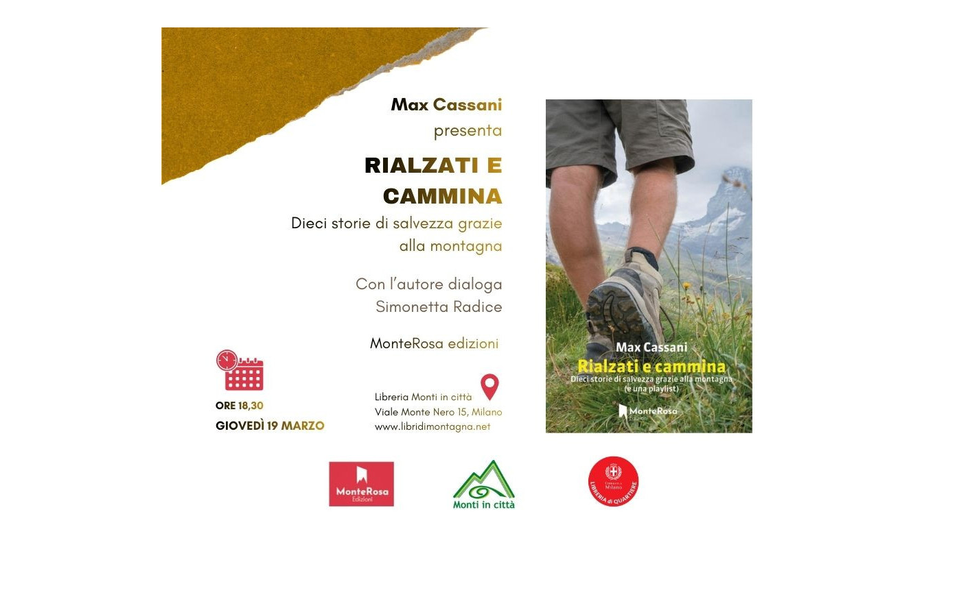 Max Cassani presenta Rialzati e cammina. Dieci storie di salvezza grazie alla montagna